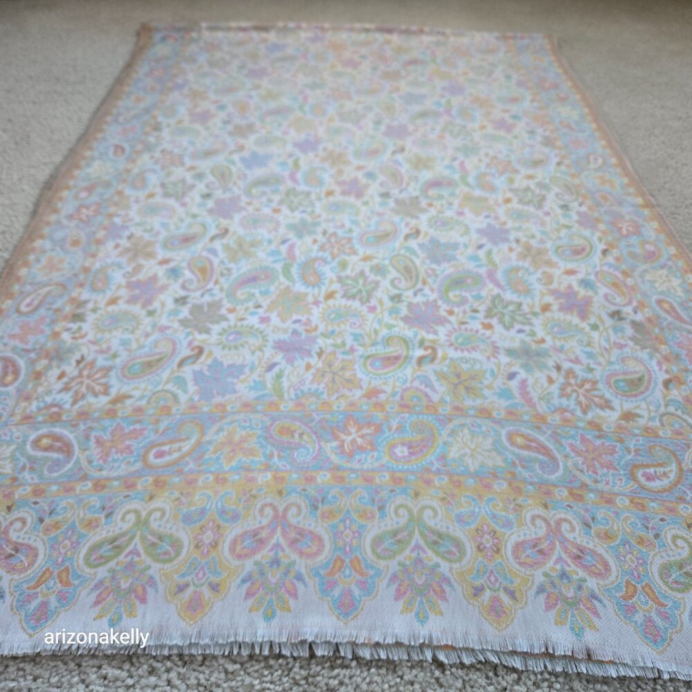 NWT Silk Modal Scarf Stole Wrap Pastel Paisley Leaves - Picture 5 of 16